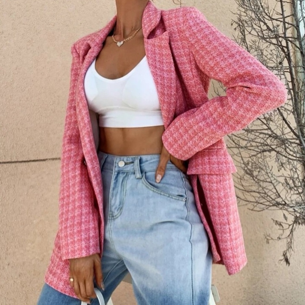 Source Unknown Pink Blazer Modern Oversized Suit Jacket